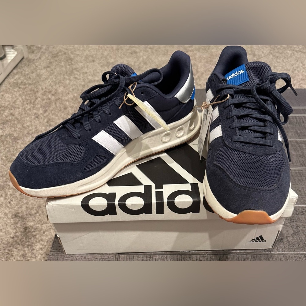 Adidas Dark Blue and White Athletic Shoes